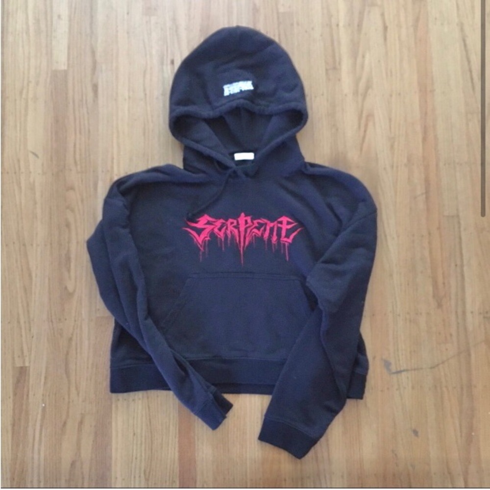 TNA slouchy oversized cropped graphic hoodie L